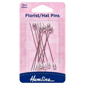 10 x Hemline Pins Florist-Hat 65mm Nickel Macramé Decor Crafts