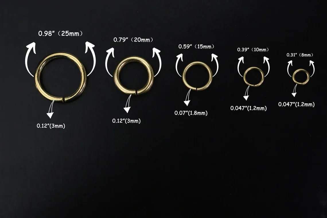 100 PCS Round solid brass large jump rings , brass open split rings