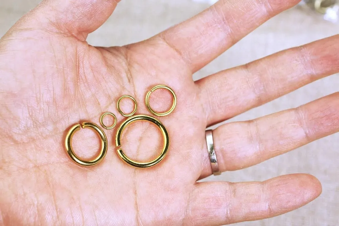 100 PCS Round solid brass large jump rings , brass open split rings