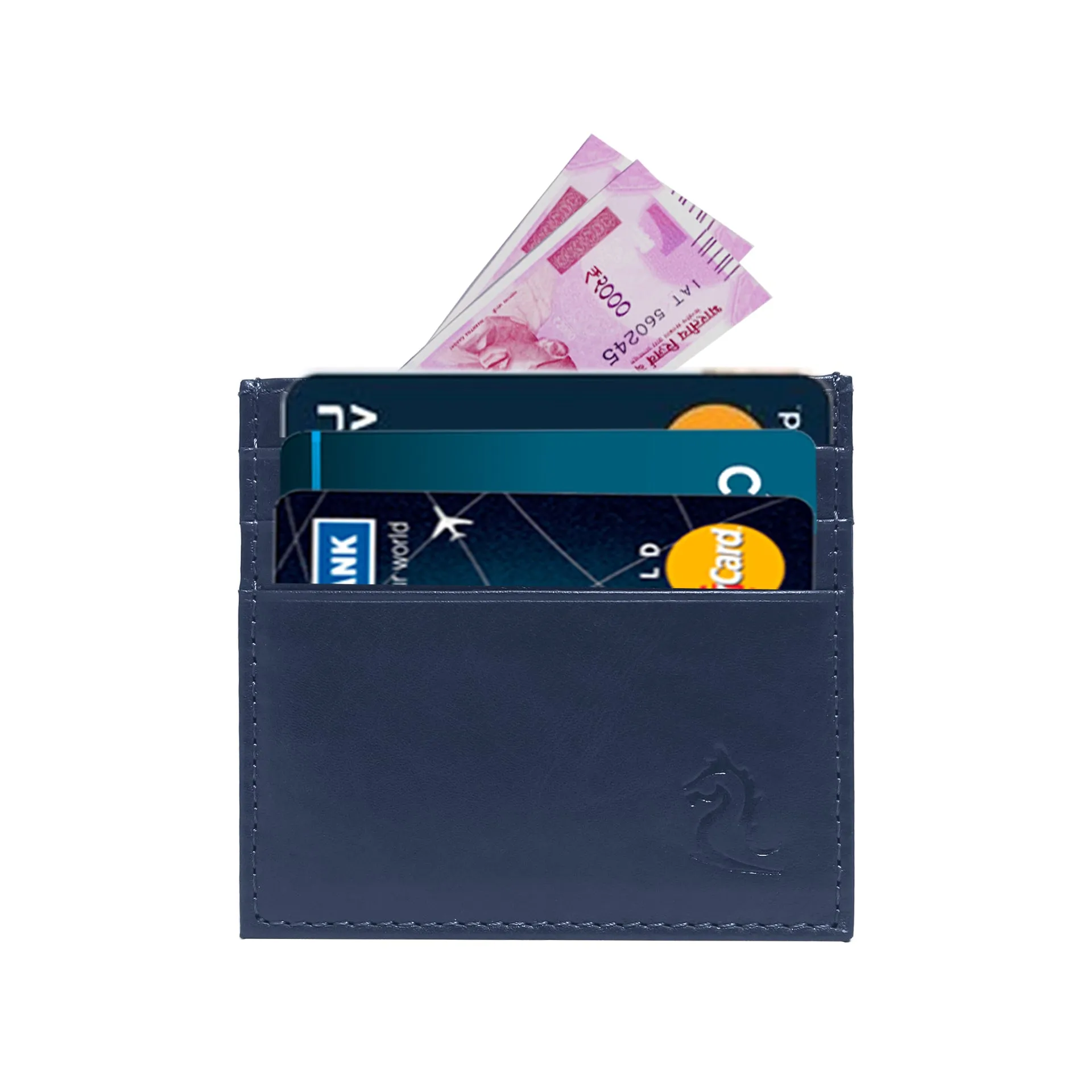 10079 Navy Leather Card Holder for Men and Women