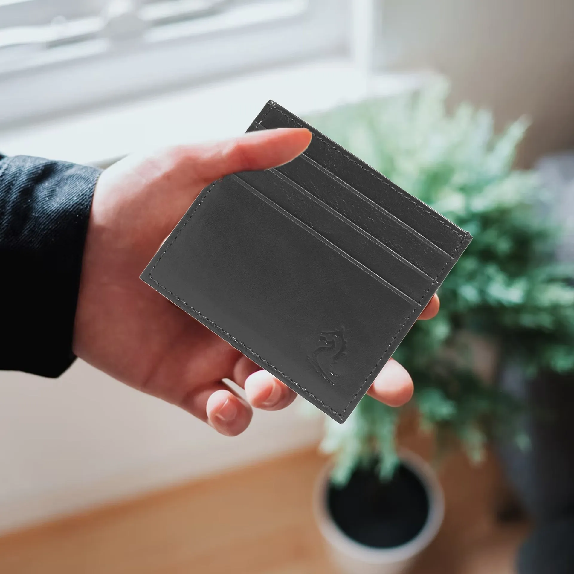 10079 Navy Leather Card Holder for Men and Women