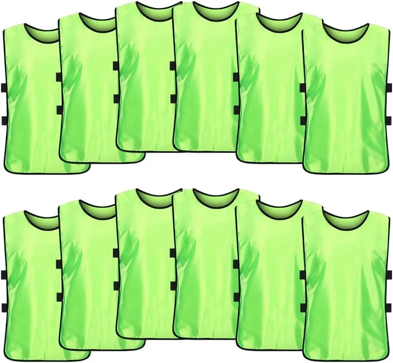 12 Pack Scrimmage Training Vest, Sports Pinnies, Practice Jerseys, Practice Vest for Adult Youth Kids.