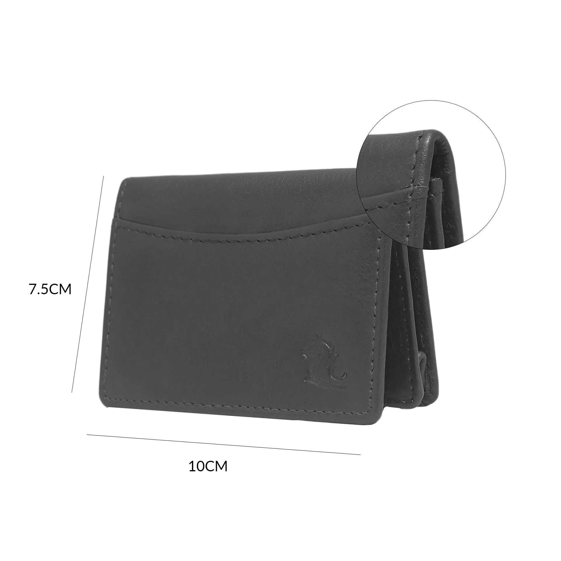 14032 Black Small Leather Card Holder for Men and Women