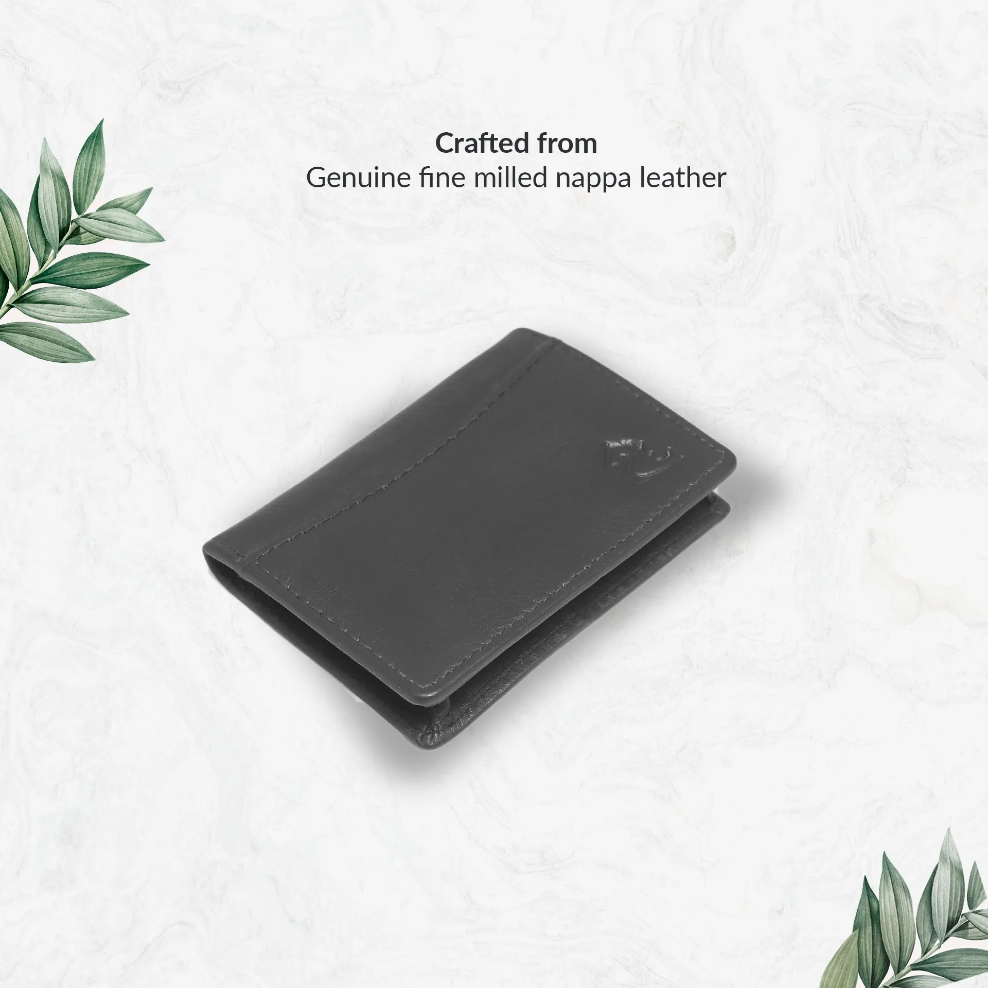 14032 Black Small Leather Card Holder for Men and Women