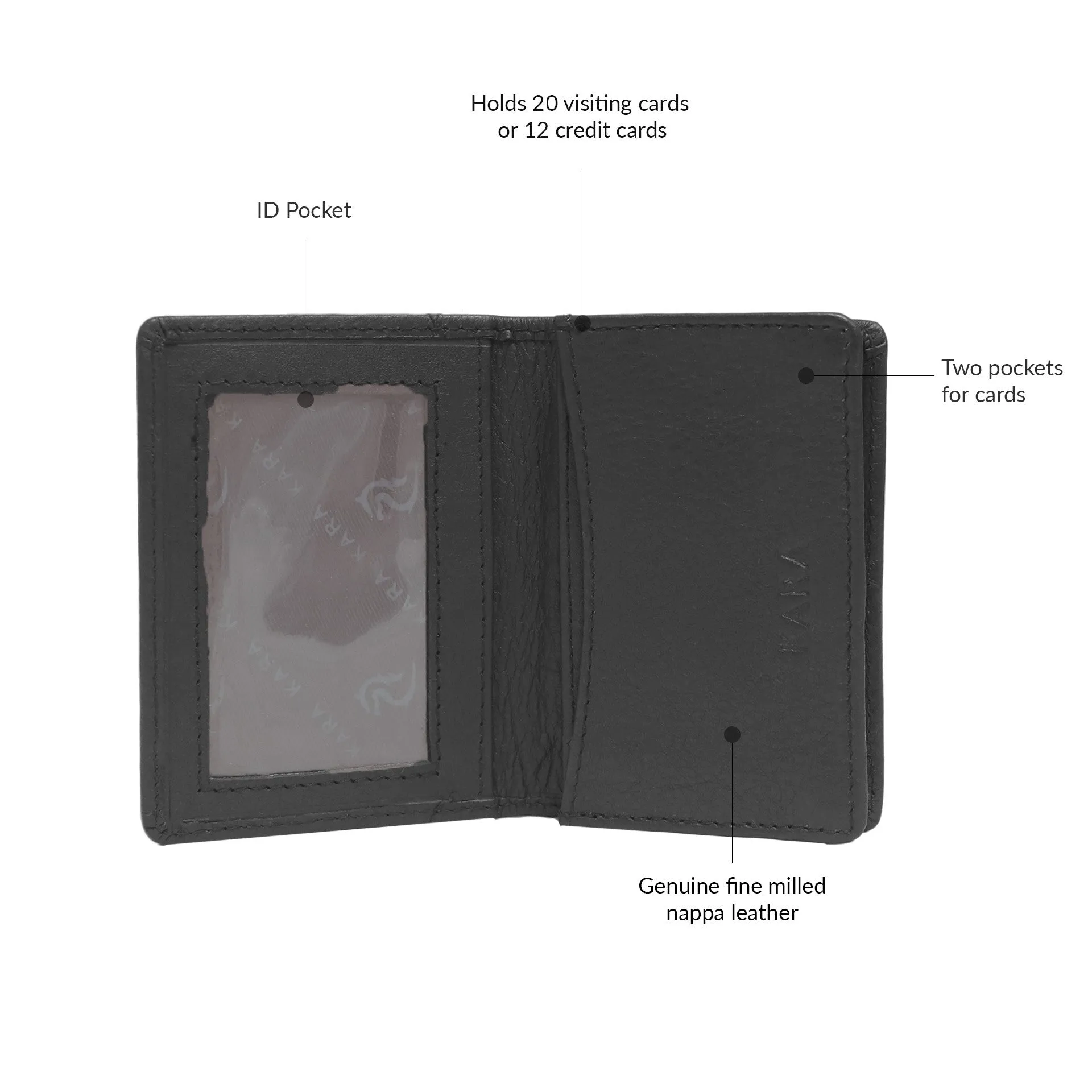 14032 Black Small Leather Card Holder for Men and Women