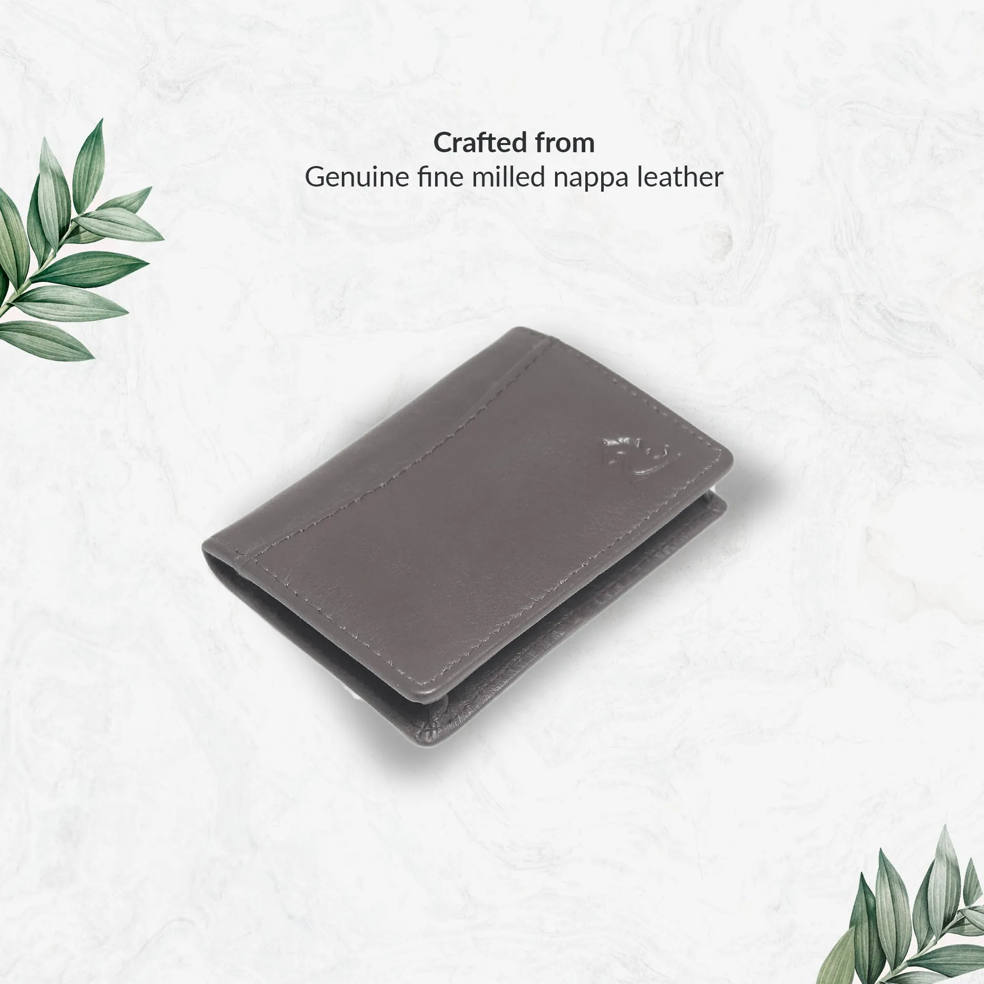 14032 Black Small Leather Card Holder for Men and Women