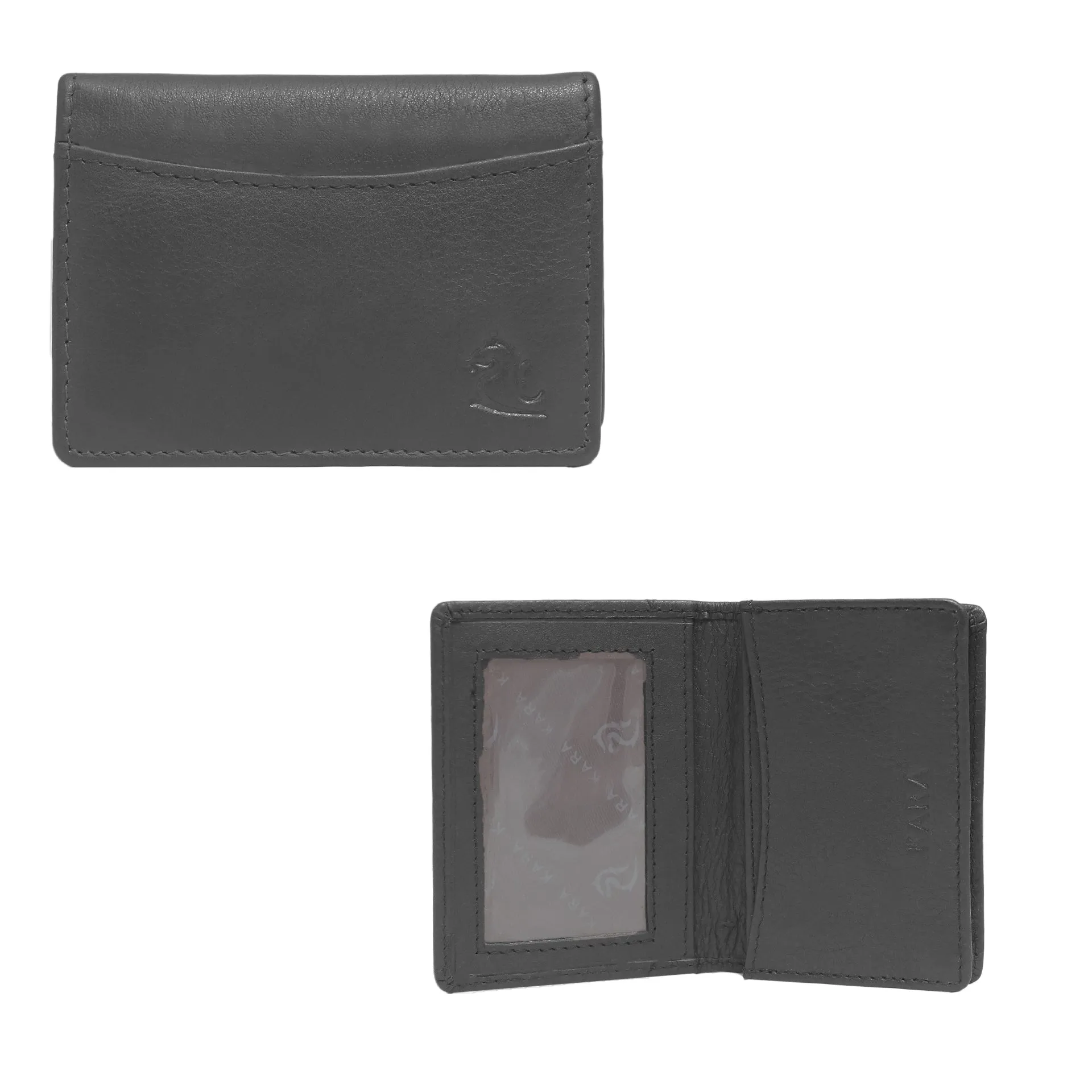 14032 Black Small Leather Card Holder for Men and Women