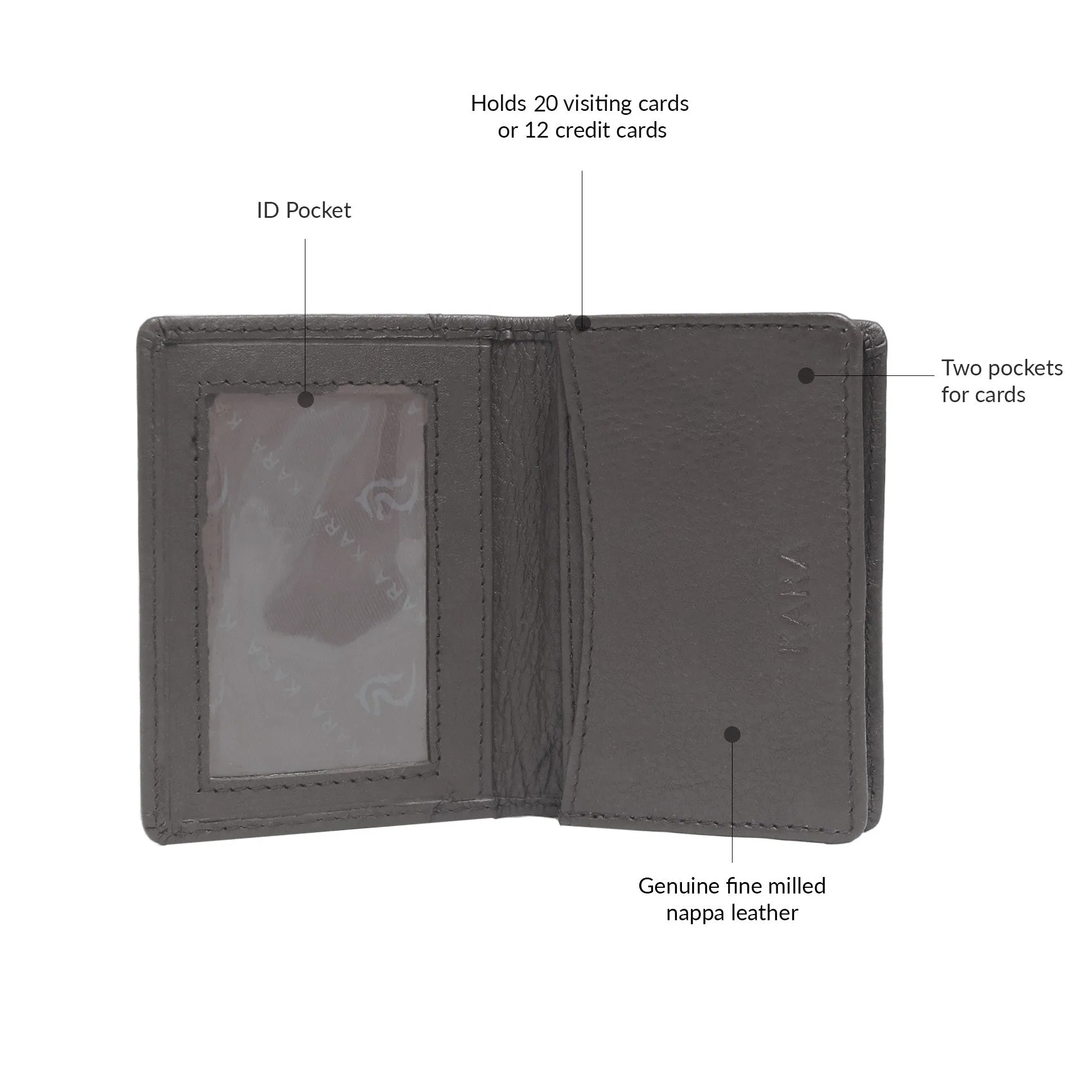 14032 Black Small Leather Card Holder for Men and Women