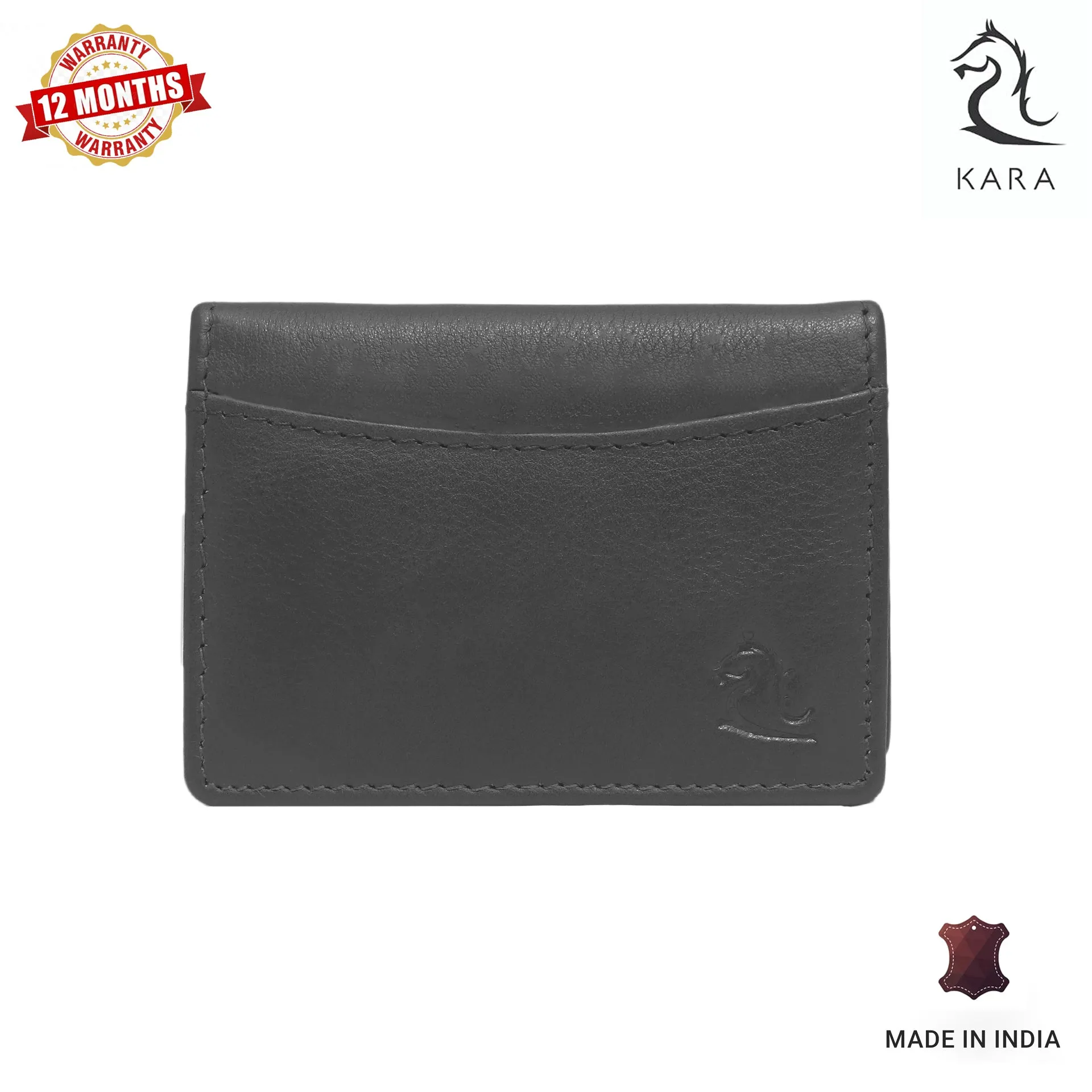 14032 Black Small Leather Card Holder for Men and Women