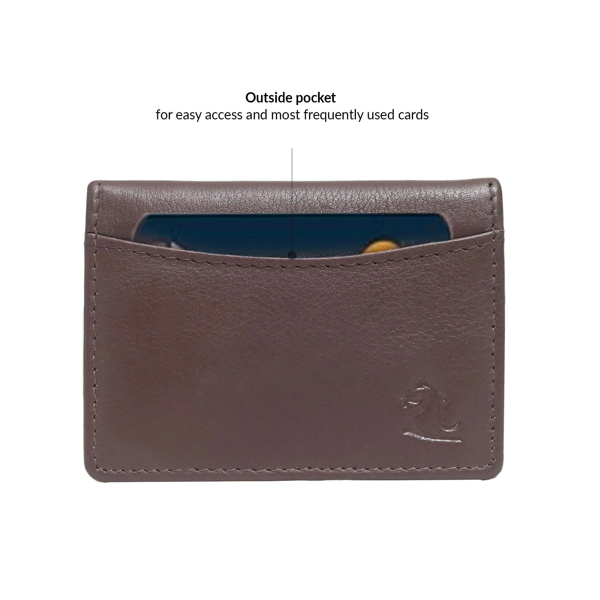 14032 Black Small Leather Card Holder for Men and Women