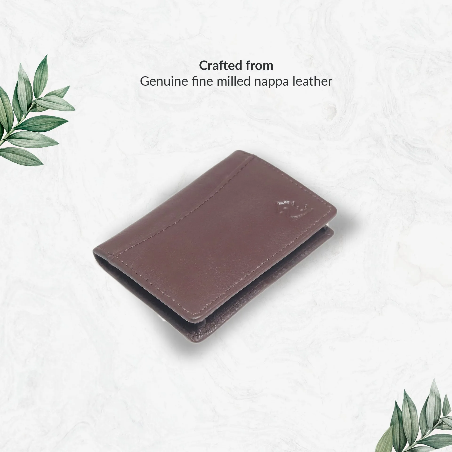 14032 Black Small Leather Card Holder for Men and Women