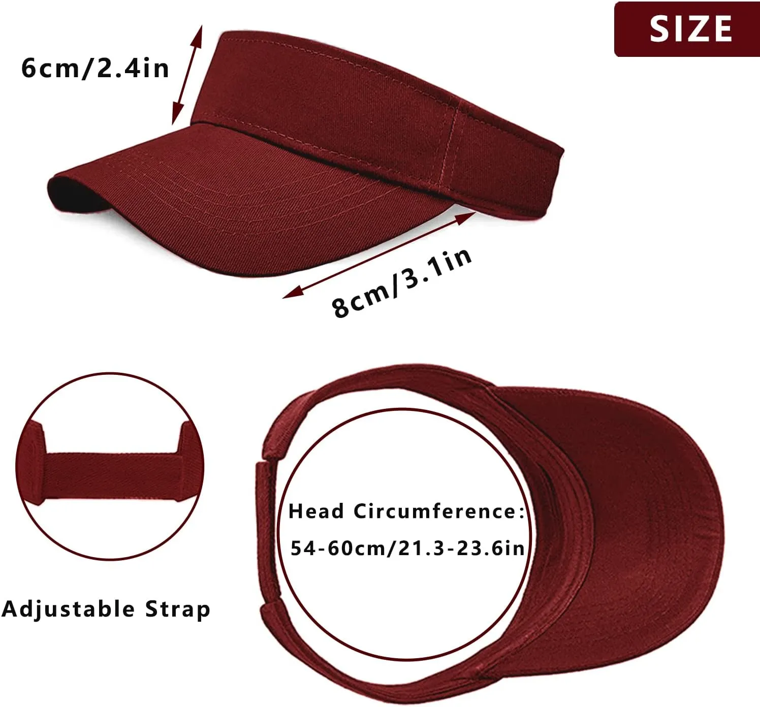 2 Pieces of Sun Visor Hats Adjustable Sport Visors Cap Visors for Women and Men (One Size)