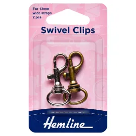 2 x Hemline Bronze & Metal Swivel Clips Macramé Bag Making Crafts - Select Size