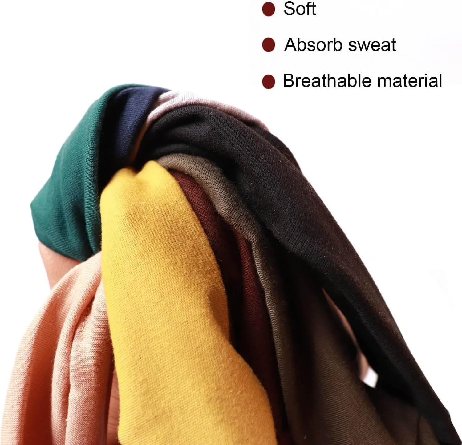 6PCS Headbands for Women Non Slip - Fashion Elastic Sports Hair Bands for Womens Hair - Soft Cotton Cloth Stretchy Headbands for Girls for Yoga Workout Exercise Running Sports