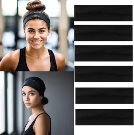 6PCS Headbands for Women Non Slip - Fashion Elastic Sports Hair Bands for Womens Hair - Soft Cotton Cloth Stretchy Headbands for Girls for Yoga Workout Exercise Running Sports