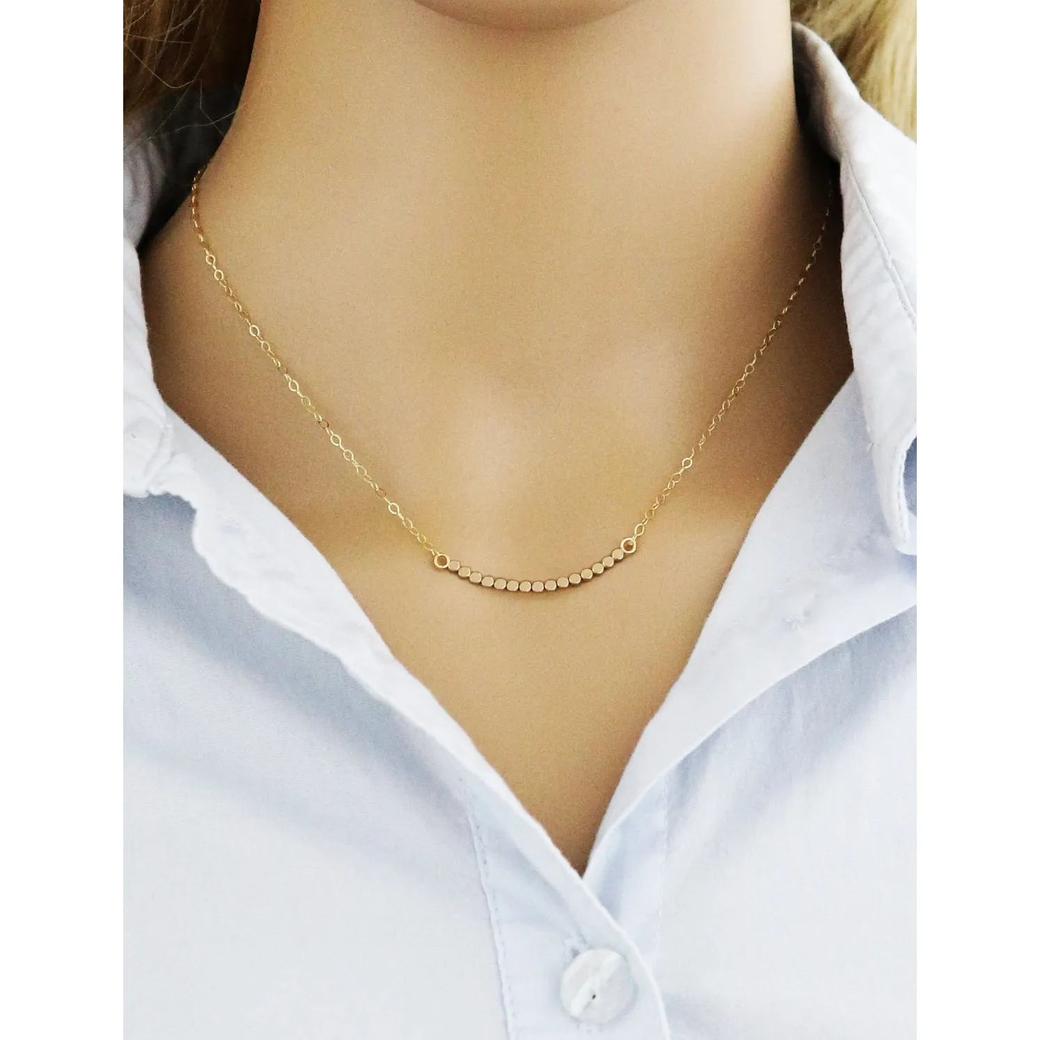 Accent Short Curved Flat Beaded Necklace