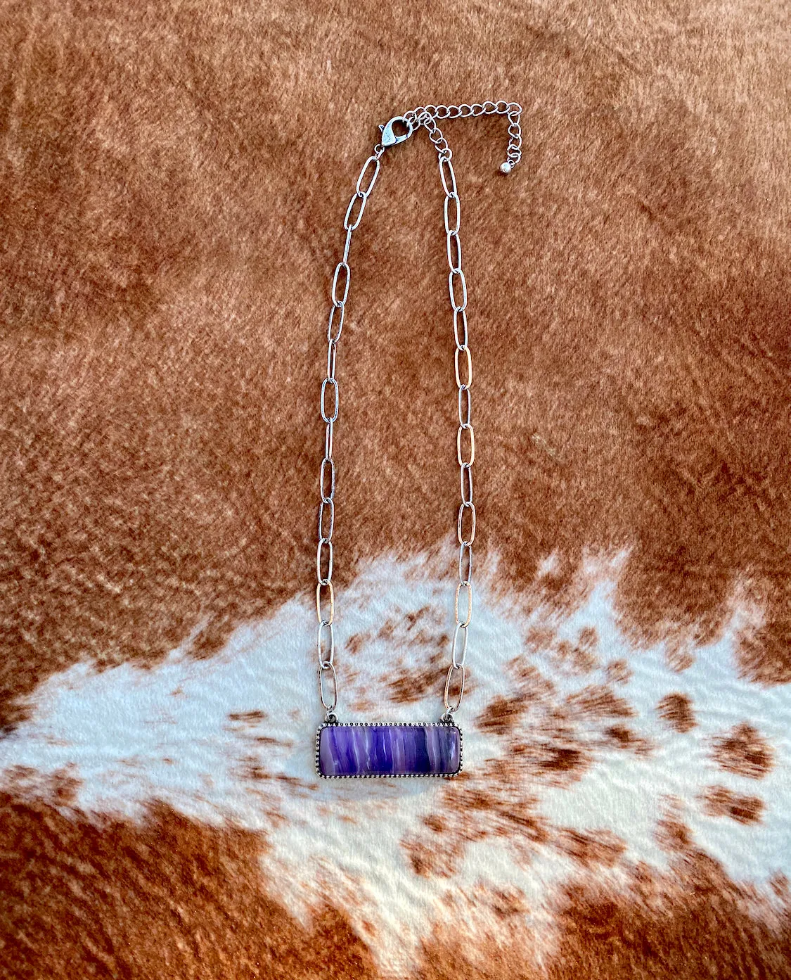 Agate Stone Bar Chain Necklace