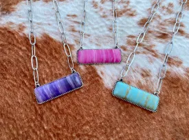 Agate Stone Bar Chain Necklace