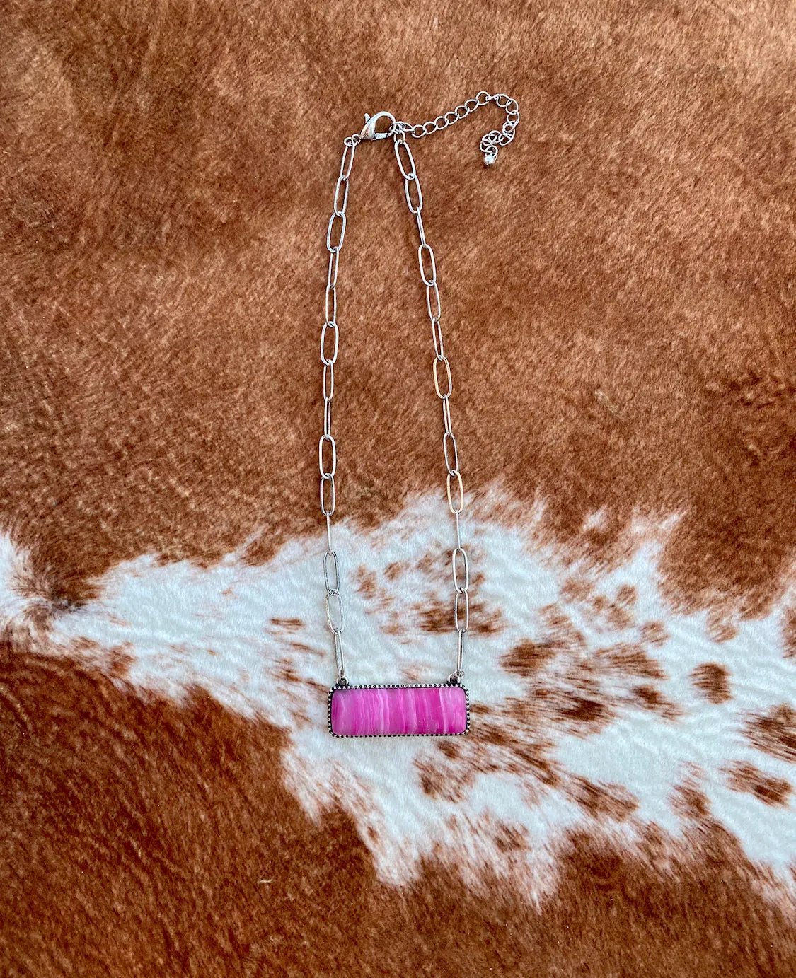 Agate Stone Bar Chain Necklace