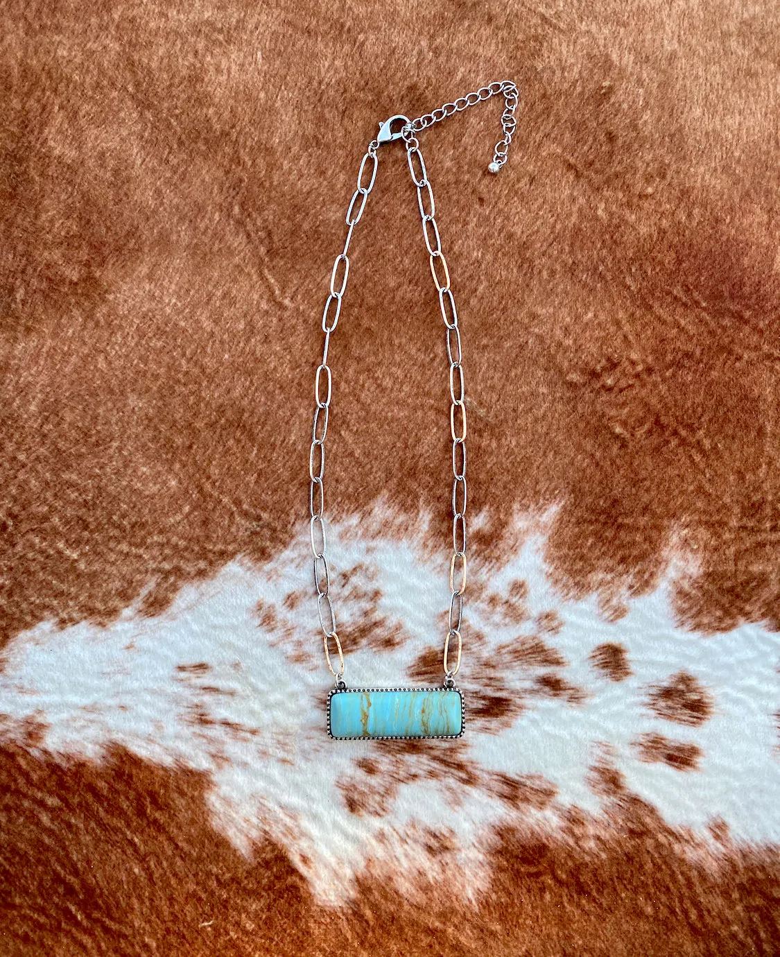 Agate Stone Bar Chain Necklace