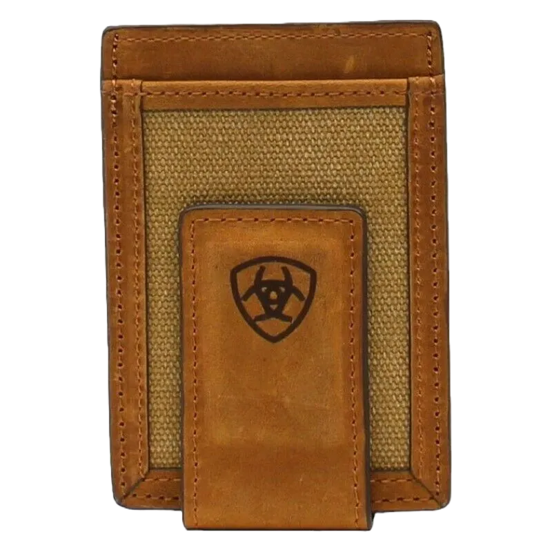 Ariat Brown Canvas & Leather Money Clip A3542044