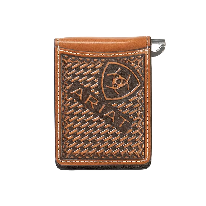 Ariat Men's Sunburst Brown Leather Money Clip Wallet A3557102