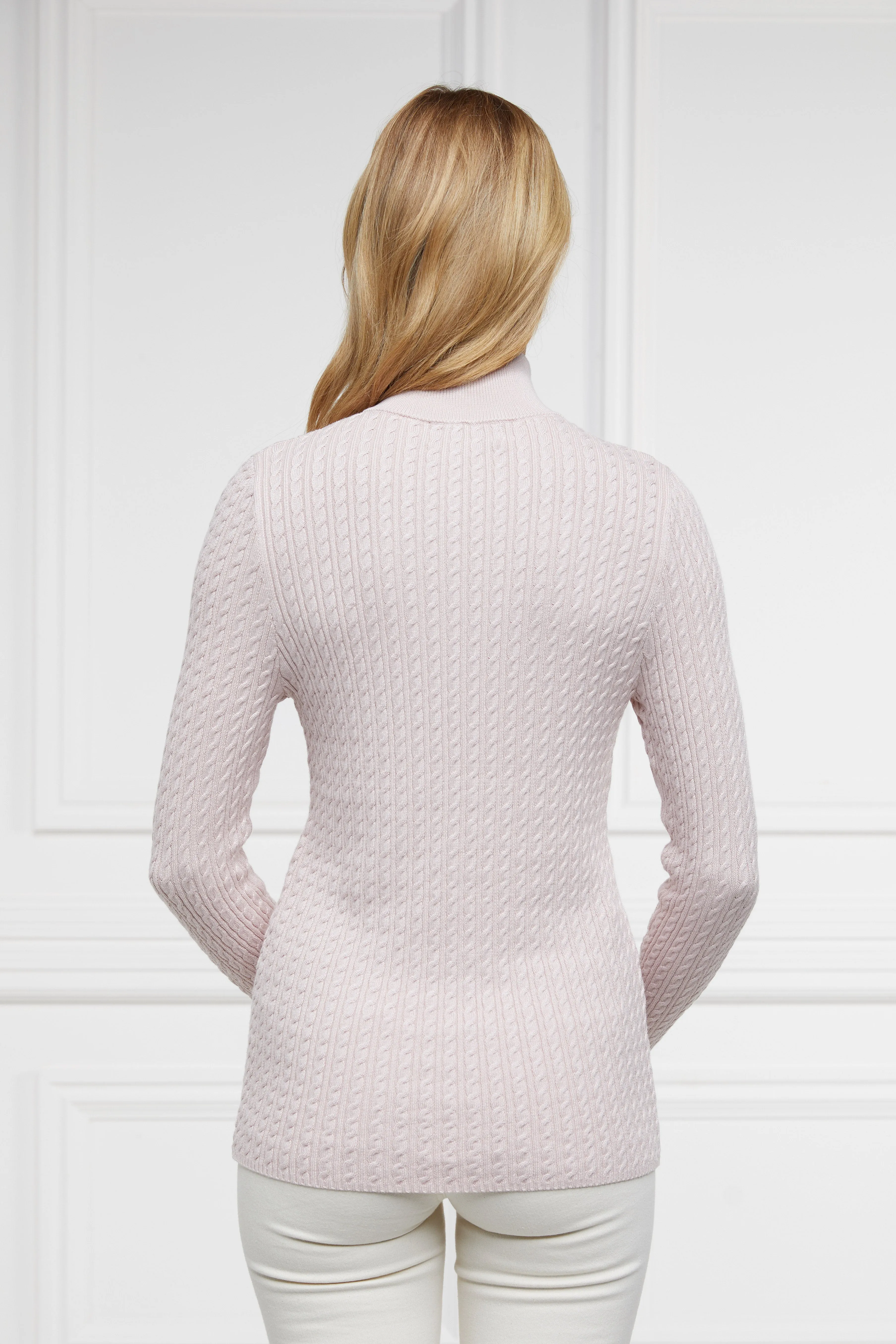 Ava Quarter Zip Knit (Soft Pink)