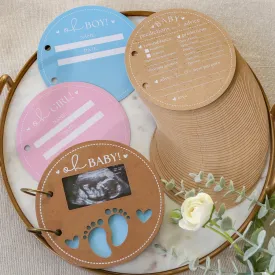Baby Shower Prediction Advice Card Keepsake Book - Kraft Circle Shape
