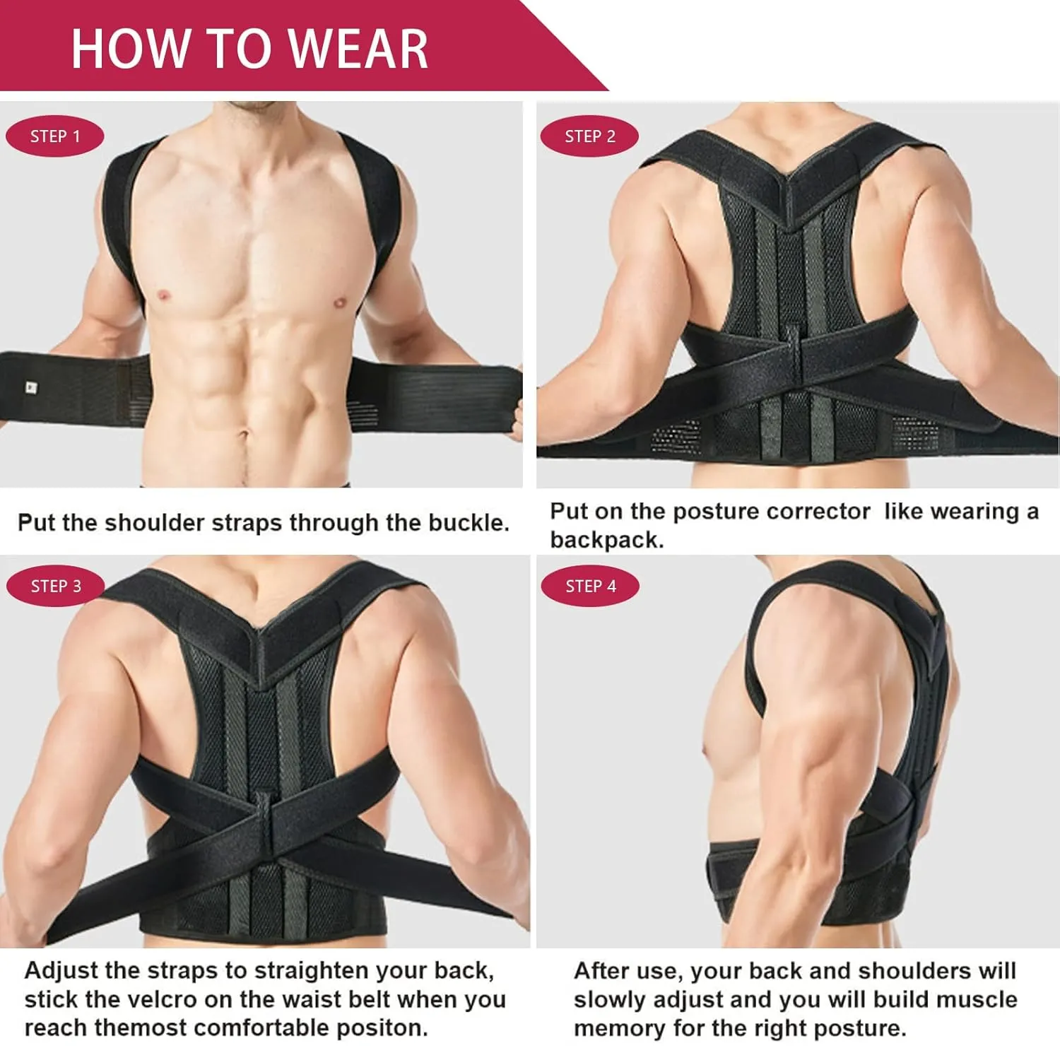 Back Brace Posture Corrector for Women and Men, Full Back Support Straps Straightener, Hunchback Improve Posture-Shoulder, Lumbar and Upper Lower Back Pain Relief (M)