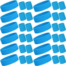 Bememo 36 Pcs Neon Sweatbands Set for Kids End of The Year Student Gifts Bulk 24 Pcs Sports Wristbands 12 Tennis Headbands Kids Sports Sweat Band