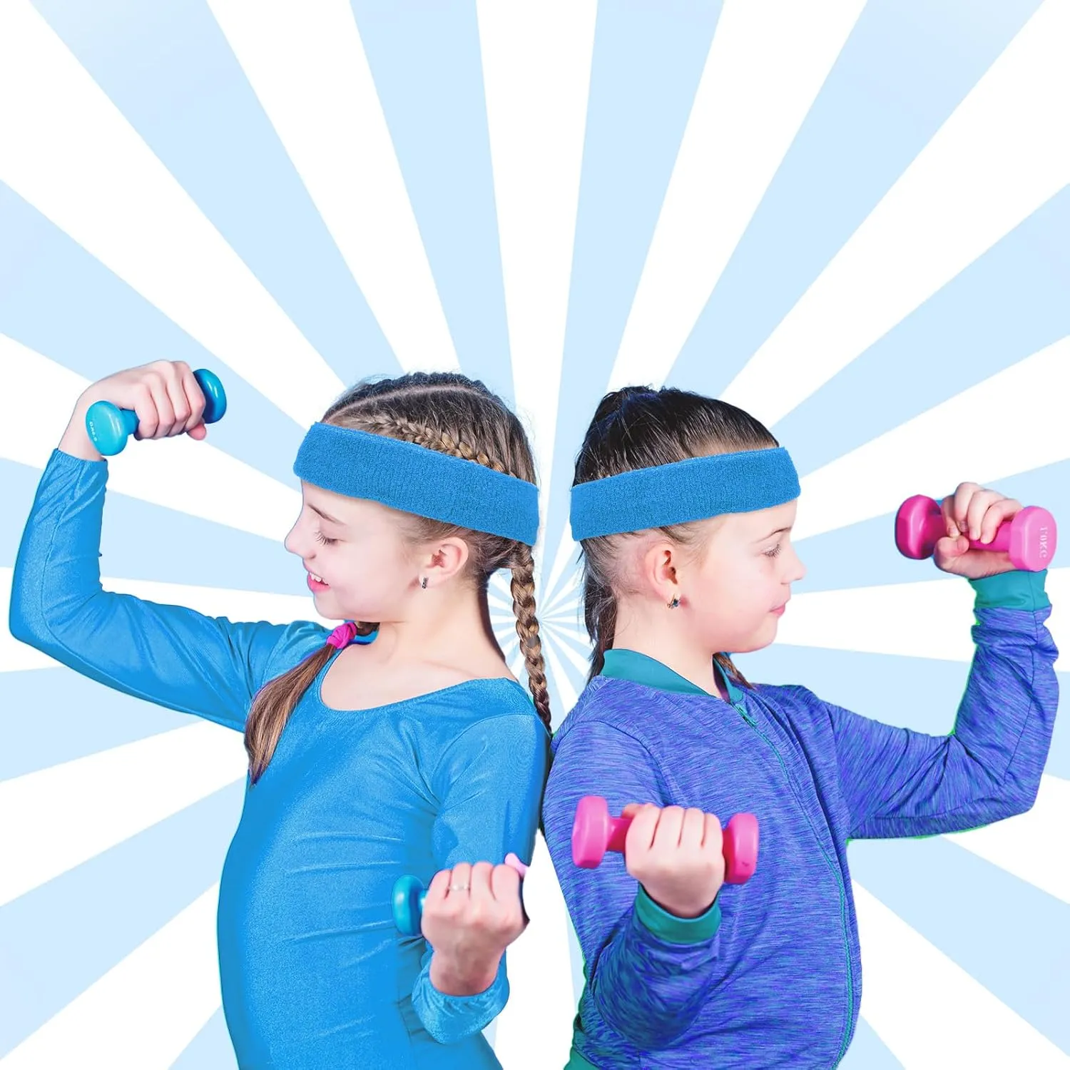 Bememo 36 Pcs Neon Sweatbands Set for Kids End of The Year Student Gifts Bulk 24 Pcs Sports Wristbands 12 Tennis Headbands Kids Sports Sweat Band