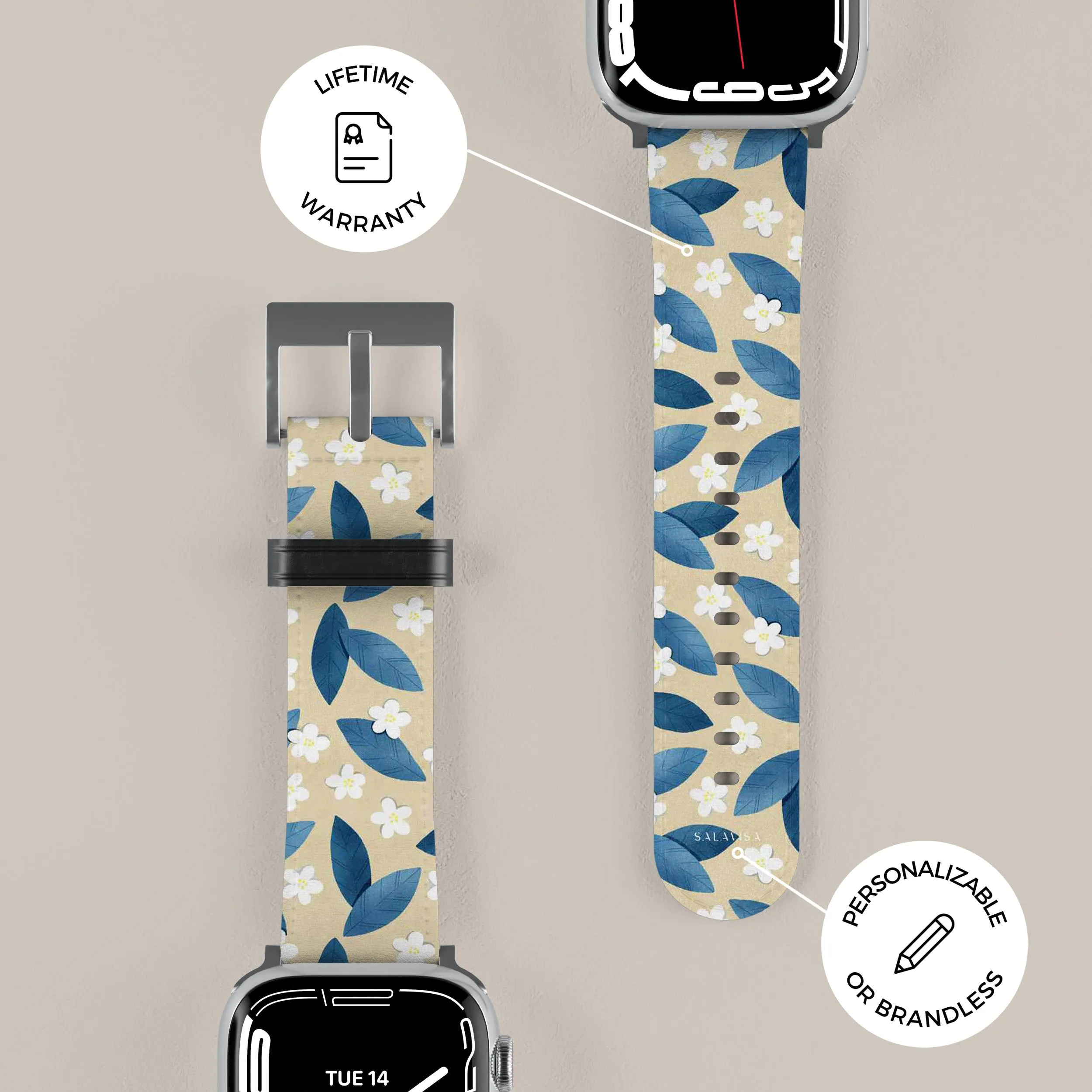 Blue Leafs Apple Watch Band