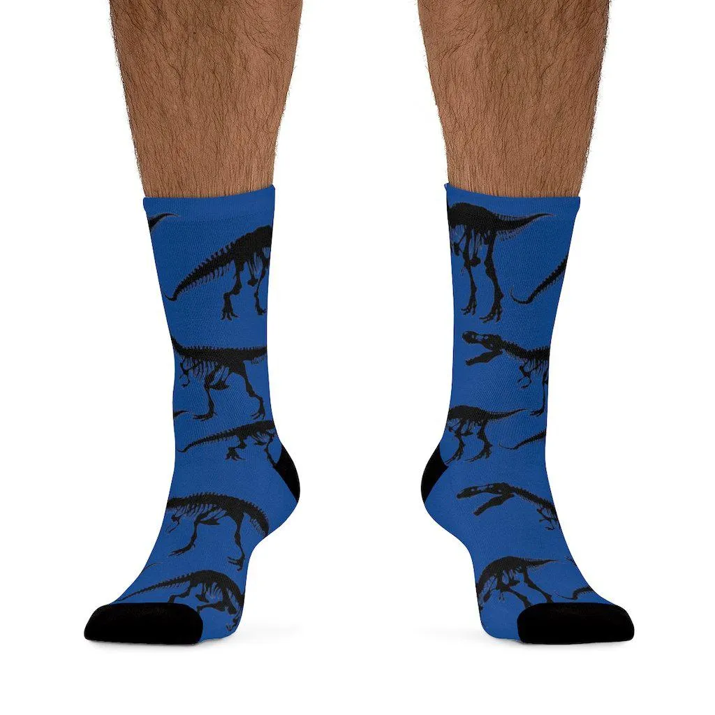 Blue T-Rex Skeleton Socks