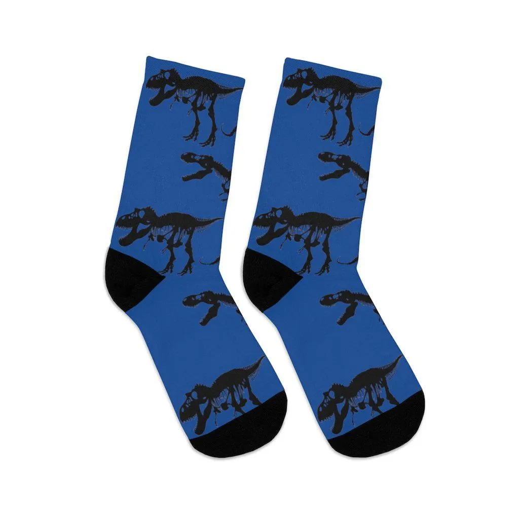 Blue T-Rex Skeleton Socks