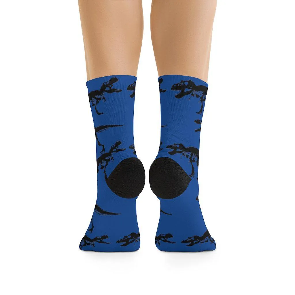 Blue T-Rex Skeleton Socks