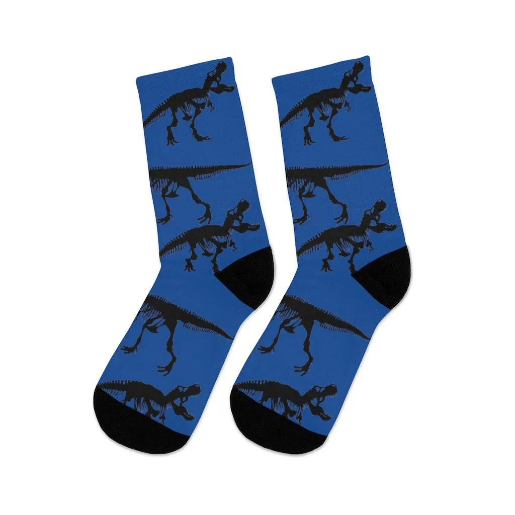 Blue T-Rex Skeleton Socks