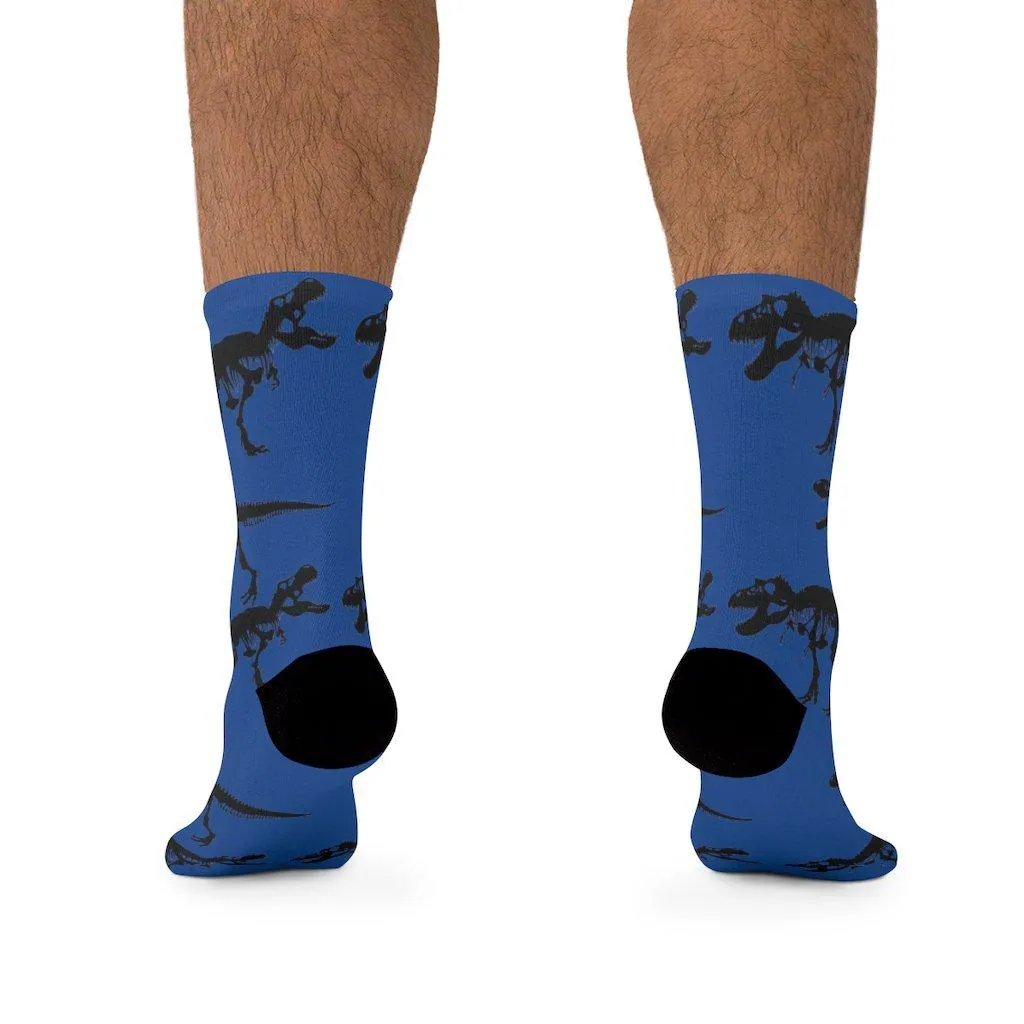 Blue T-Rex Skeleton Socks