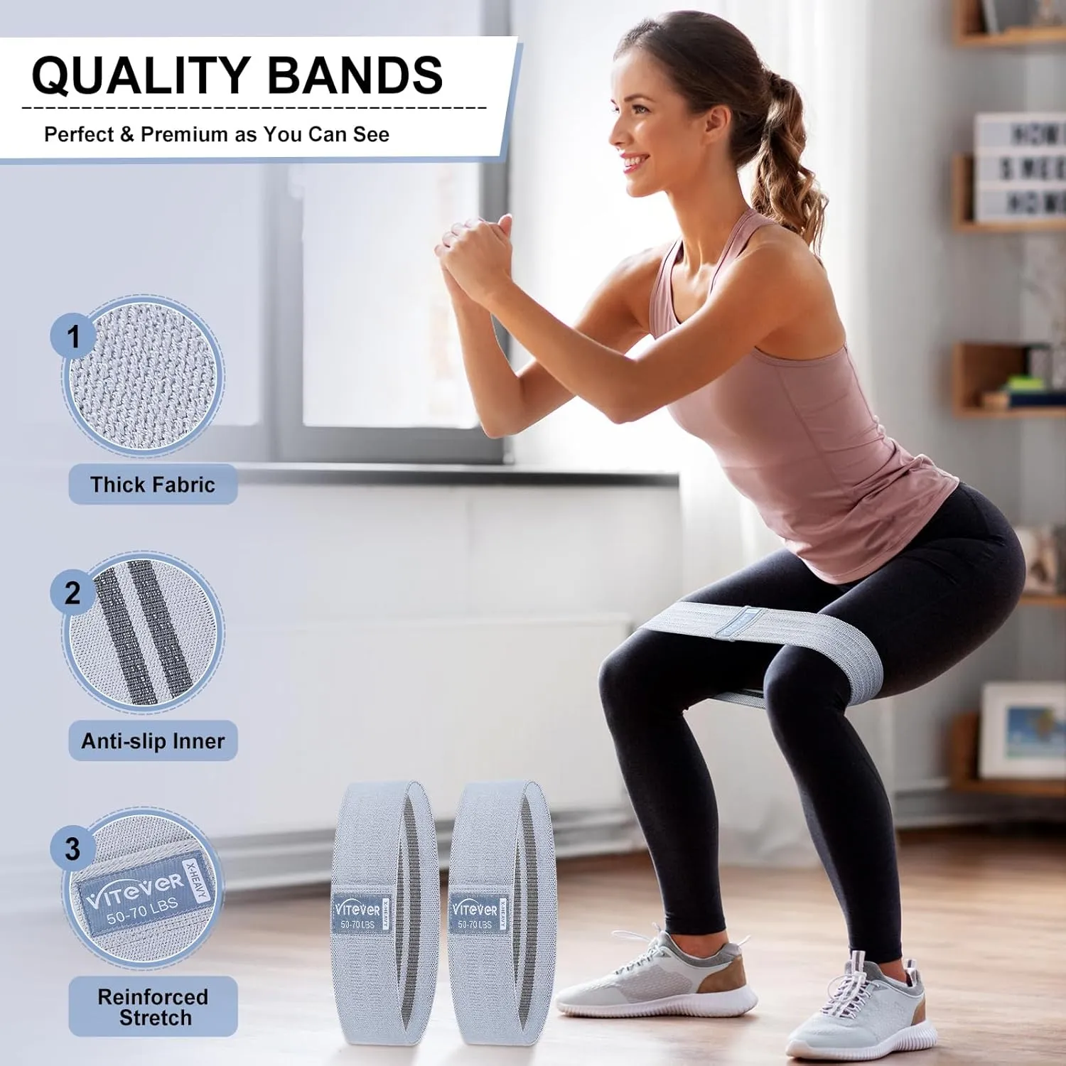 Booty Bands Set, Resistance Bands for Working Out, Exercise Bands for Women and Men Legs and Butt, Stretch Bands for Pilates, Yoga Starter Set