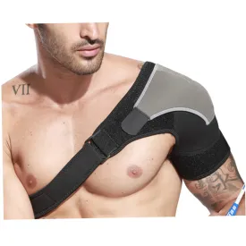 Breathable Shoulder Wrap Sports Shoulder Sling Adjustable Pad for Pain Alleviation (black Grey Left)