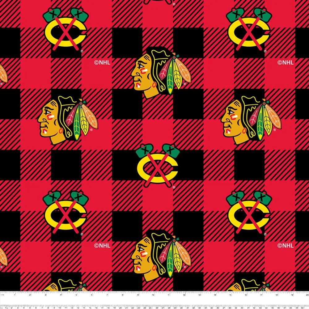 Chicago Blackhawks - NHL Fleece Print - Plaid