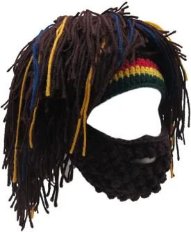 Creative Barbarian Knit Beard Hat Funny Knit Cap Wig Beanie Hats Beard Facemask
