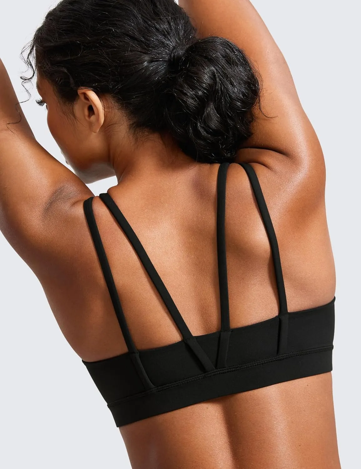 CRZ YOGA Softness Mold Butterluxe V Neck Sports Bras for Women - Workout Top Double Spaghetti Straps Wireless Yoga Clothes