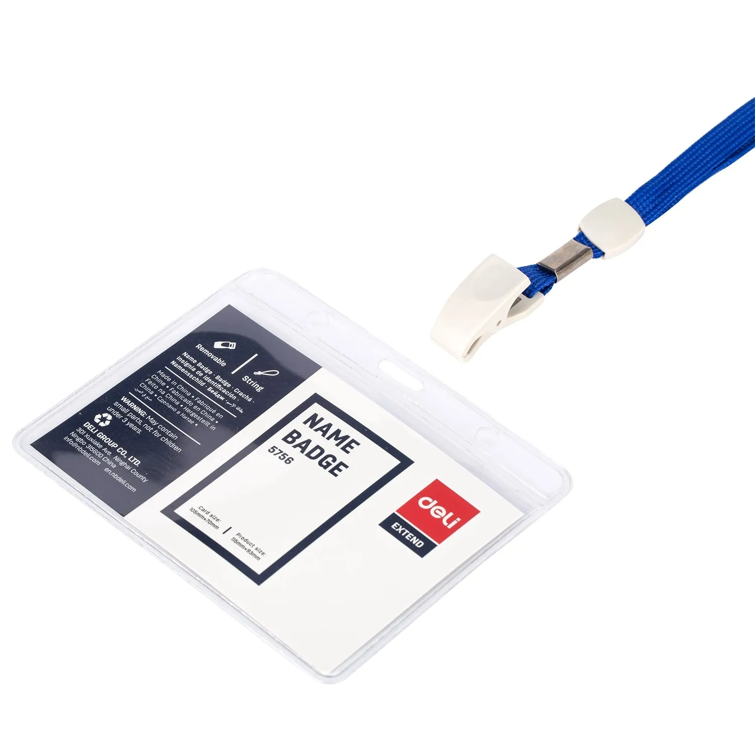 Deli PVC Lanyard Name Badge Horizontal 95×68mm