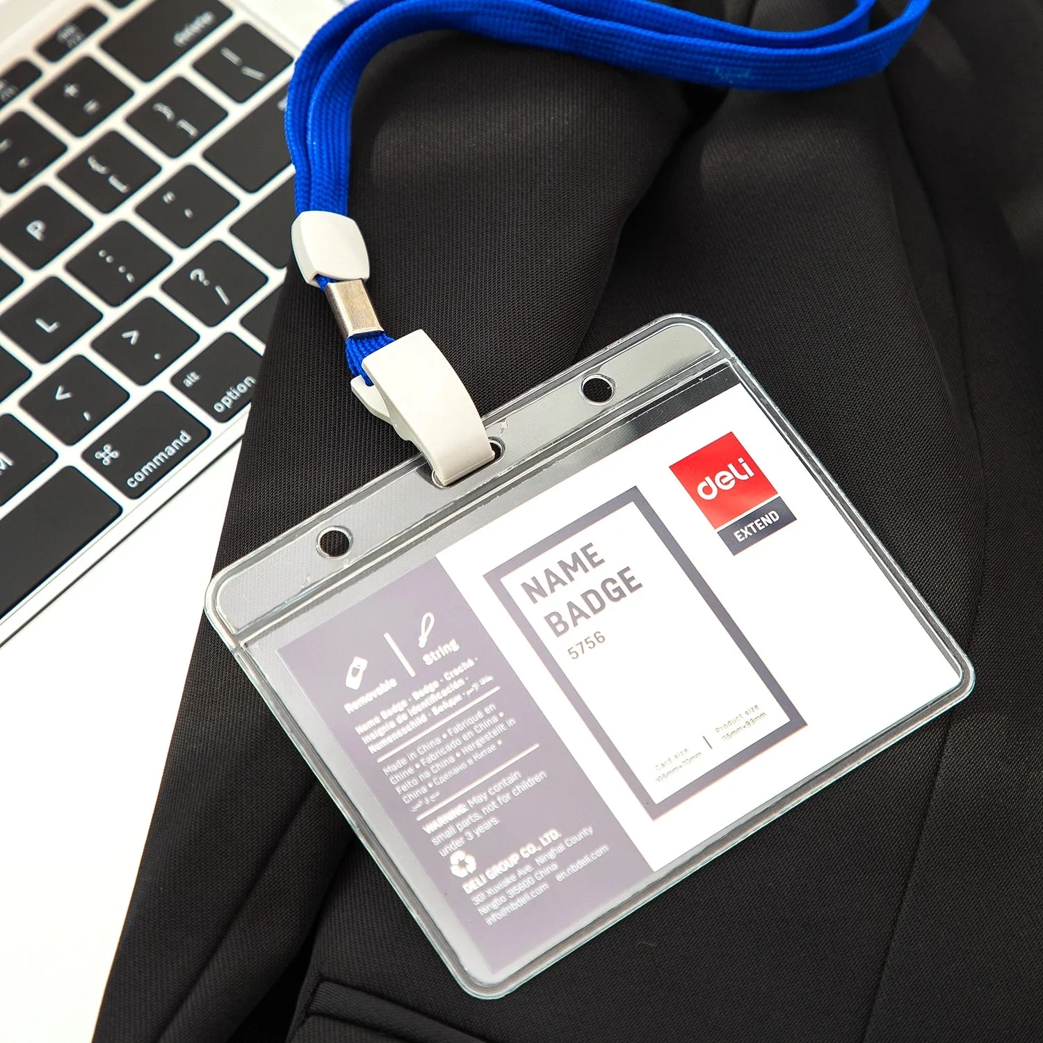Deli PVC Lanyard Name Badge Horizontal 95×68mm