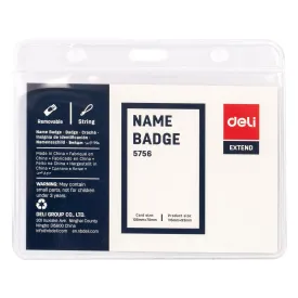 Deli PVC Lanyard Name Badge Horizontal 95×68mm