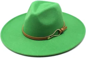 DHAEY Popular Large Brim Peach Heart Concave-Convex Wool Top Hat, Autumn and Winter Jazz Hat British Vintage Fashion Felt Hat Luopan Caps & Hats (Color : Grass Green, Size : 56-58cm)