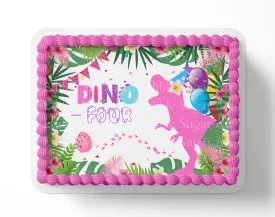 DINO FOUR BIRTHDAY Dinosaur Cake Topper Dinosaur Birthday Edible Image Prehistoric Jurassic Birthday cake