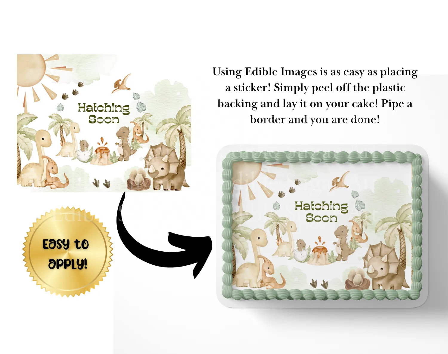 Dinosaur Cake Topper Dinosaur Baby Shower Edible Image Prehistoric Jurassic Baby Shower