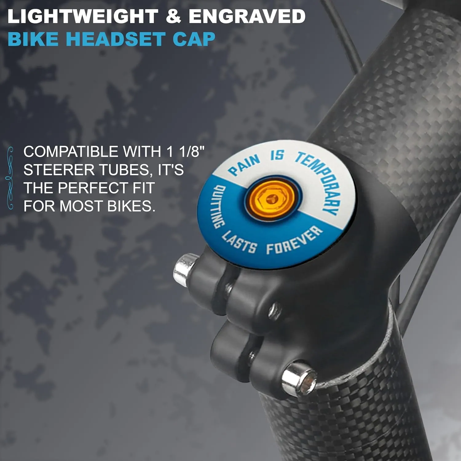 DISPATCH Pain is Temporary, Quitting Lasts Forever Bicycle Headset Cap - Customize Your Bolt - 6061 Aluminum Designed for 1 1/8" Steerer Tubes - Easy Installation & Durable Engraving or UV Printing