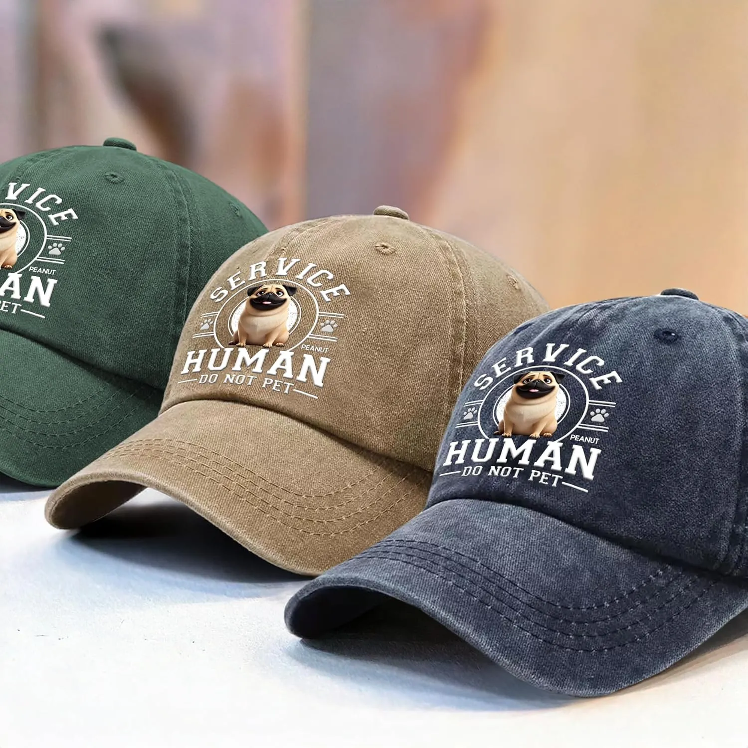 DOPTIKA Personalized Adjustable Denim Baseball Hats, Dog Mom Baseball Caps for Women, Best Dog Dad Ever Gifts for Fathers Day
